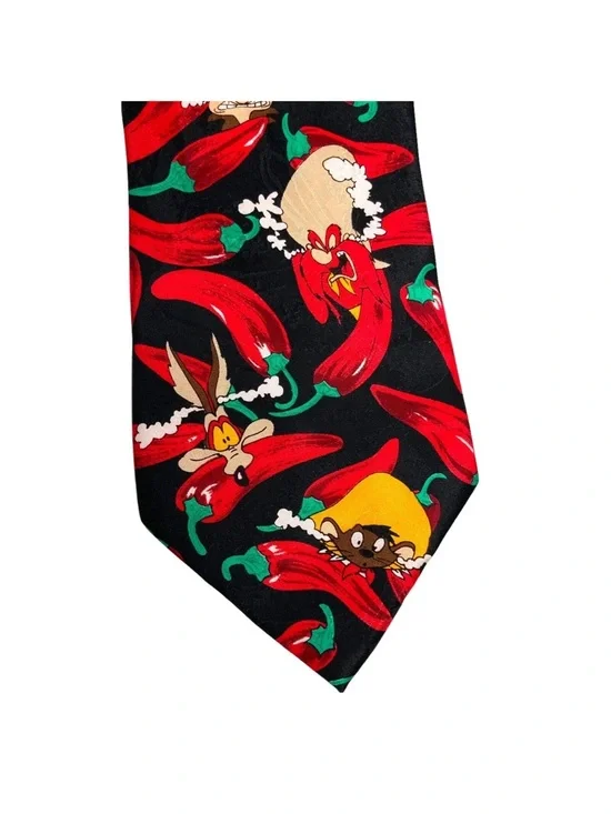 Looney Tunes Men Necktie Tie Hot Chili Pepper 1994 Cartoon Bugs Taz - Picture 4 of 10